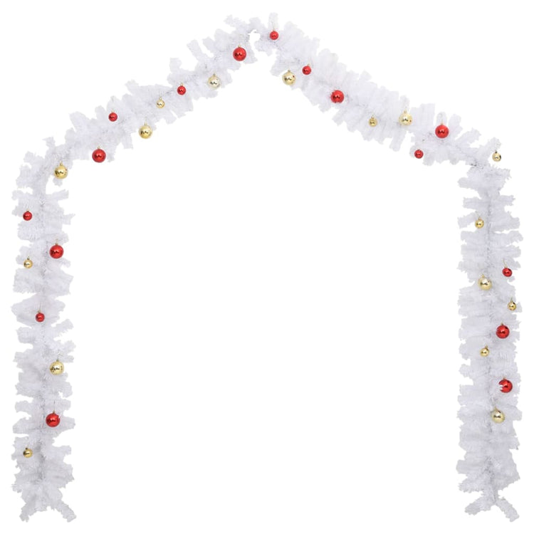 Vidaxl Garland de Noël décoré de balles de Noël 5 m blanc