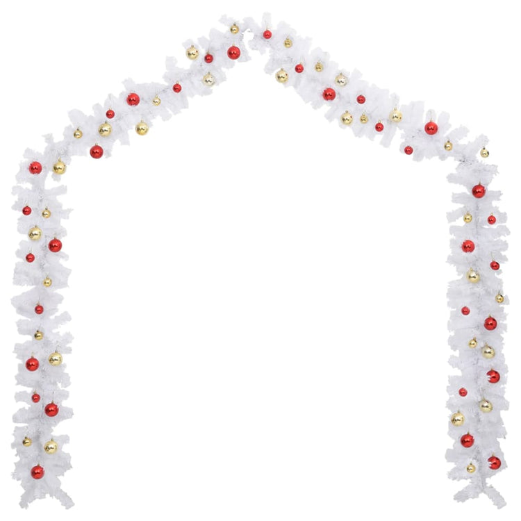 Vidaxl Garland de Noël décoré de balles de Noël 10 m blanc