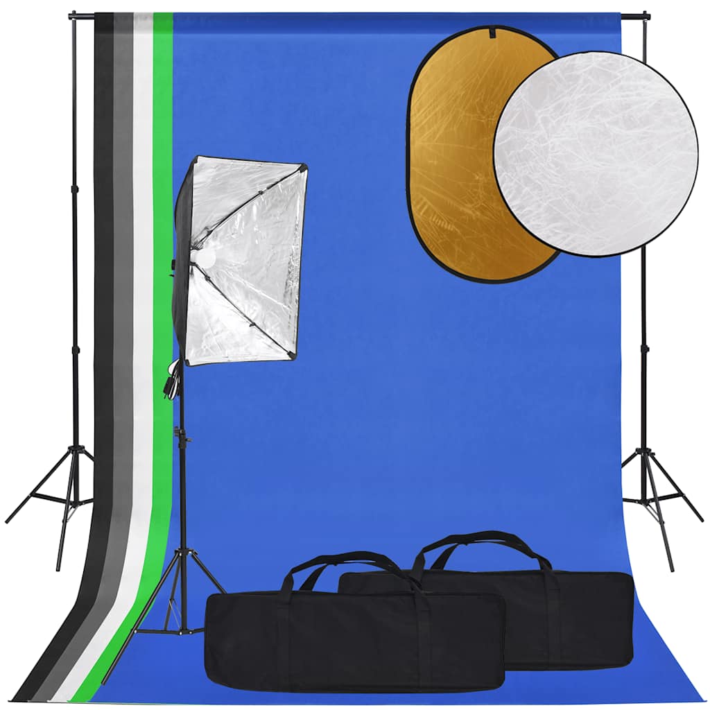 Ensemble de studio photo Vidaxl avec lampe, arrière-plan et réflecteur