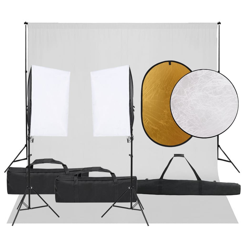 Ensemble de studio photo Vidaxl avec ensemble d'éclairage, arrière-plan et réflecteur