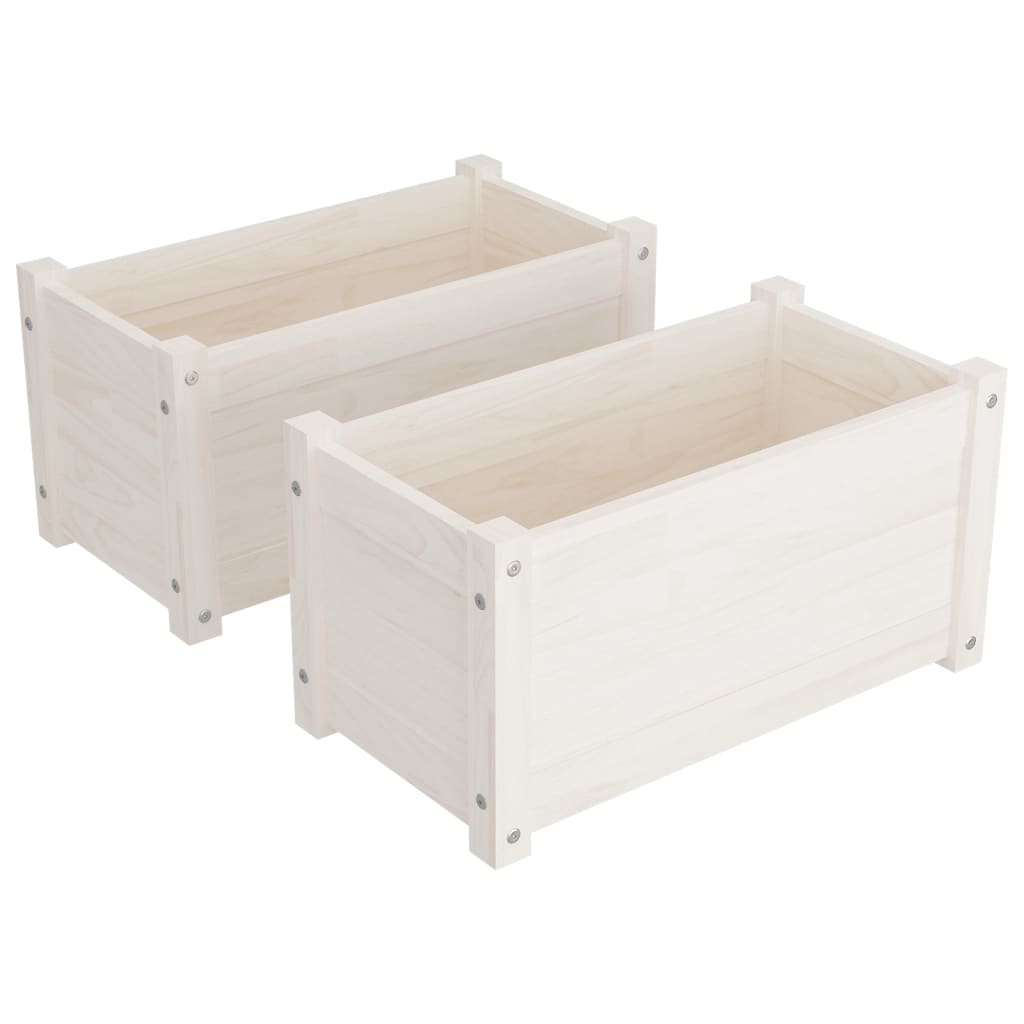 Jardinières vidaxl 2 ST 60x31x31 cm Pine solide blanc