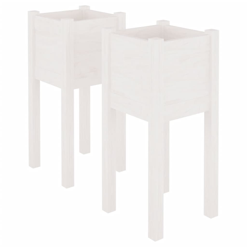 Jardinières vidaxl 2 pcs 31x31x70 cm en pin solide blanc