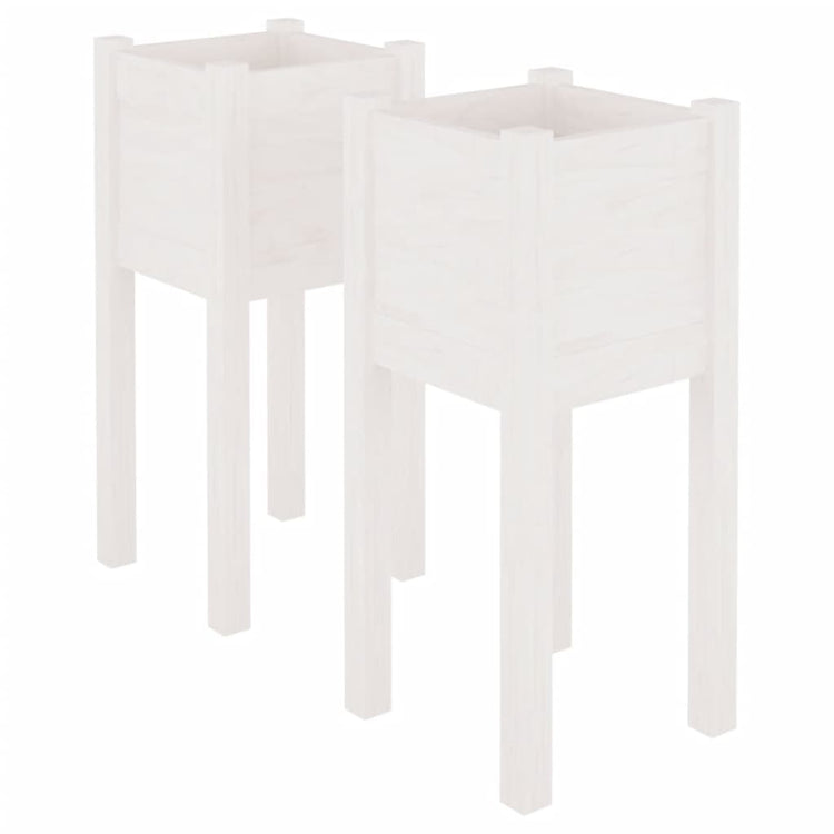 Jardinières vidaxl 2 pcs 31x31x70 cm en pin solide blanc