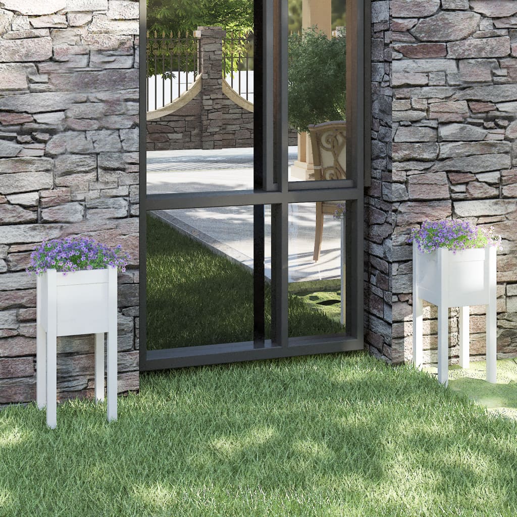 Jardinières vidaxl 2 pcs 31x31x70 cm en pin solide blanc