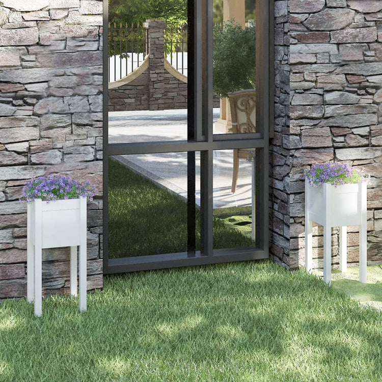 Jardinières vidaxl 2 pcs 31x31x70 cm en pin solide blanc