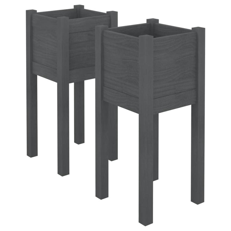 Jardinières vidaxl 2 pcs 31x31x70 cm en pin solide gris