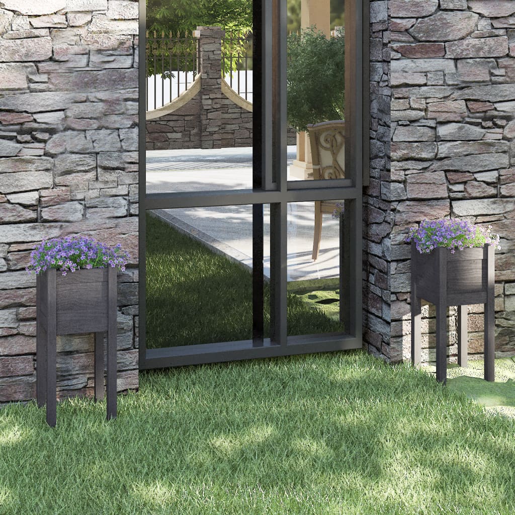 Jardinières vidaxl 2 pcs 31x31x70 cm en pin solide gris