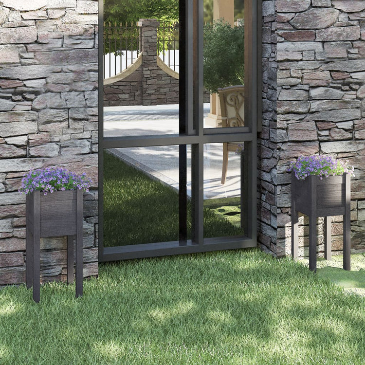 Jardinières vidaxl 2 pcs 31x31x70 cm en pin solide gris