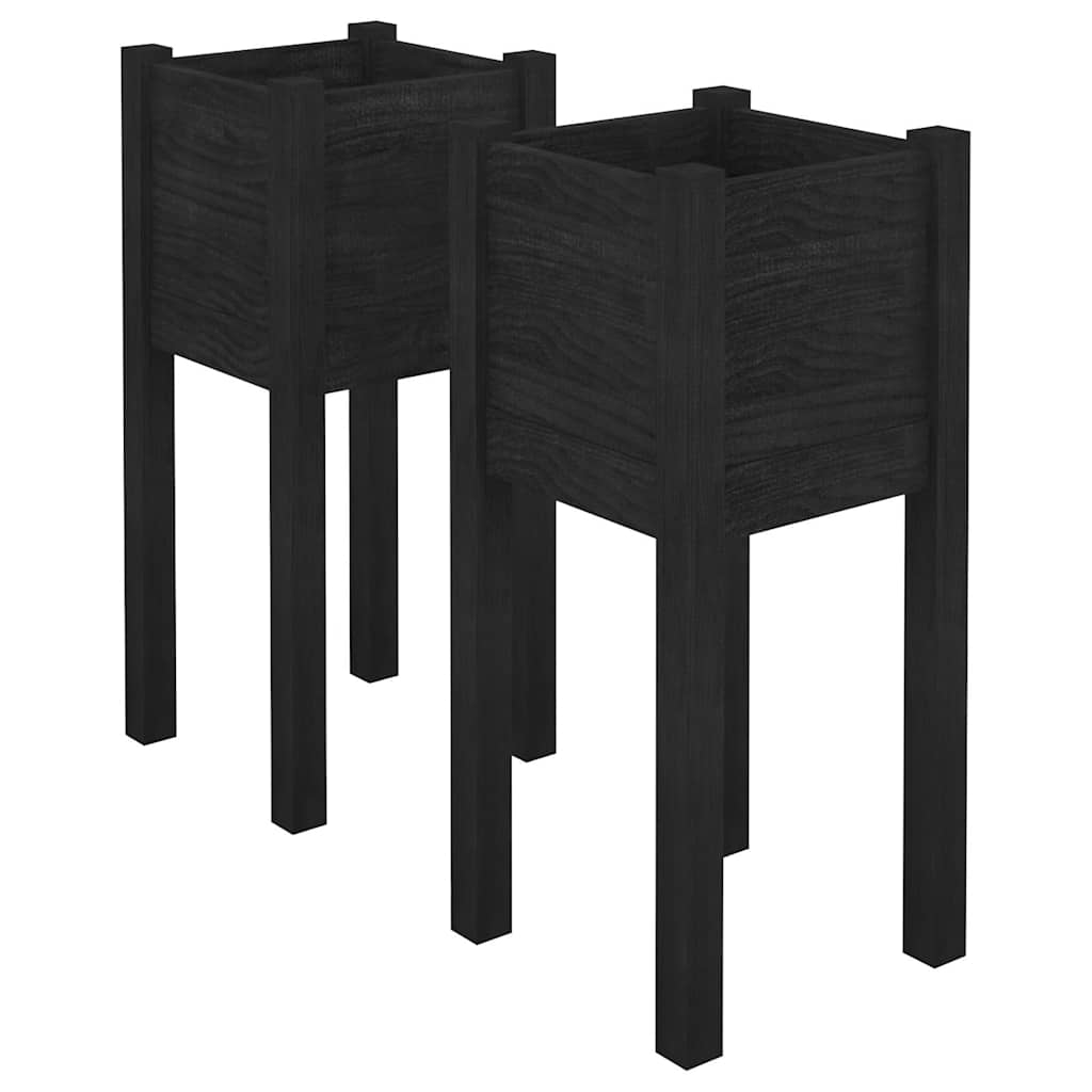 Jardinières vidaxl 2 pcs 31x31x70 cm en pin solide noir