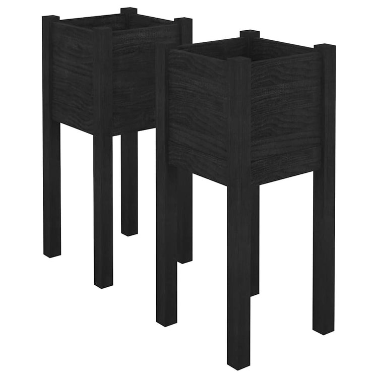 Jardinières vidaxl 2 pcs 31x31x70 cm en pin solide noir