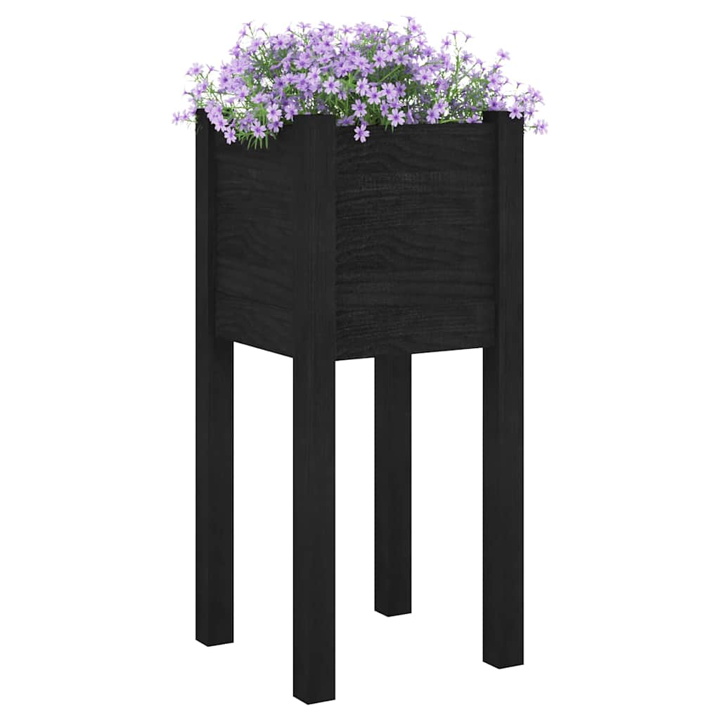 Jardinières vidaxl 2 pcs 31x31x70 cm en pin solide noir