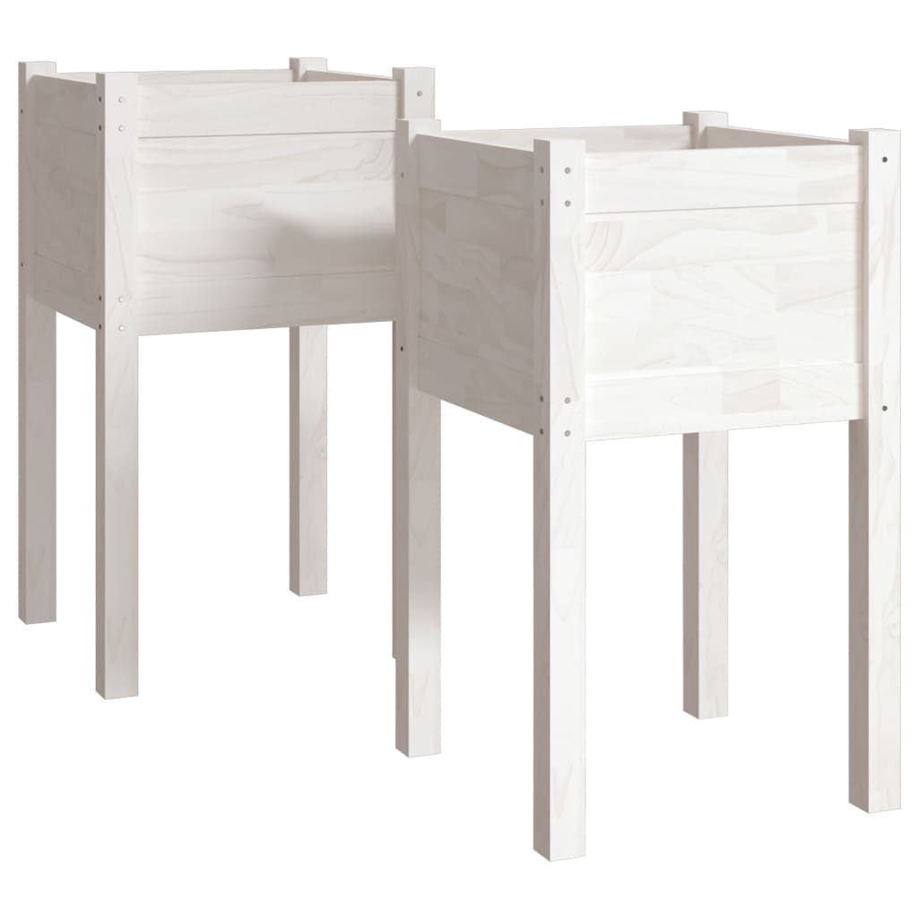 Jardinières vidaxl 2 ST 40x40x70 cm Pine solide blanc