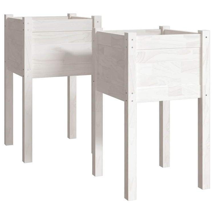 Jardinières vidaxl 2 ST 40x40x70 cm Pine solide blanc