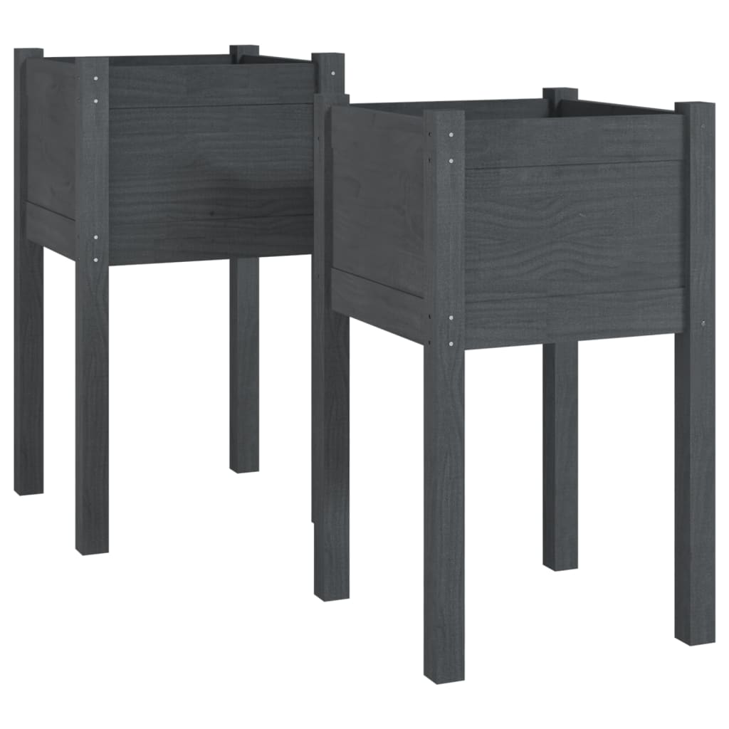Vidaxl Plators 2 ST 40x40x70 cm Gray de pin solide