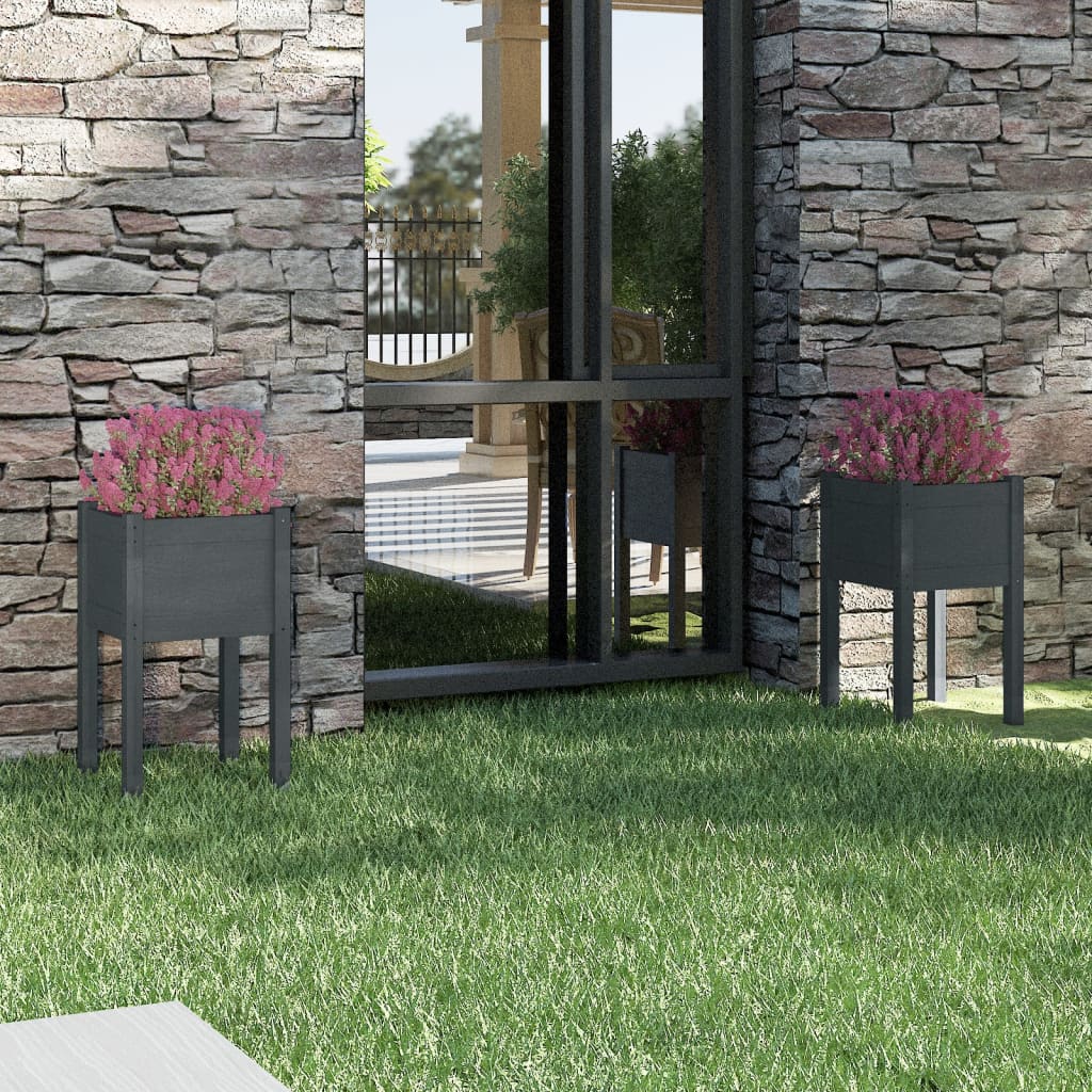Vidaxl Plators 2 ST 40x40x70 cm Gray de pin solide