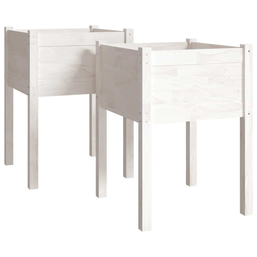 Jardinières vidaxl 2 ST 50x50x70 cm en pin solide blanc