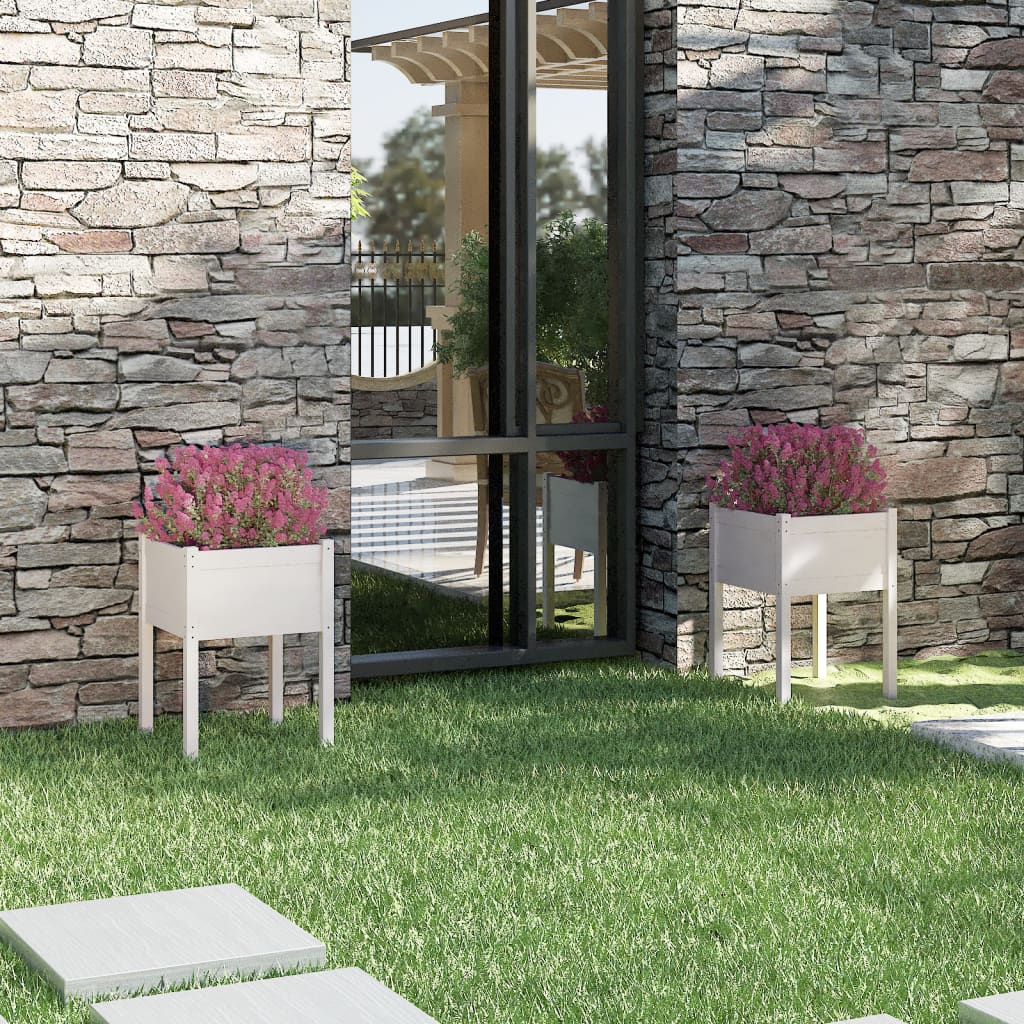 Jardinières vidaxl 2 ST 50x50x70 cm en pin solide blanc