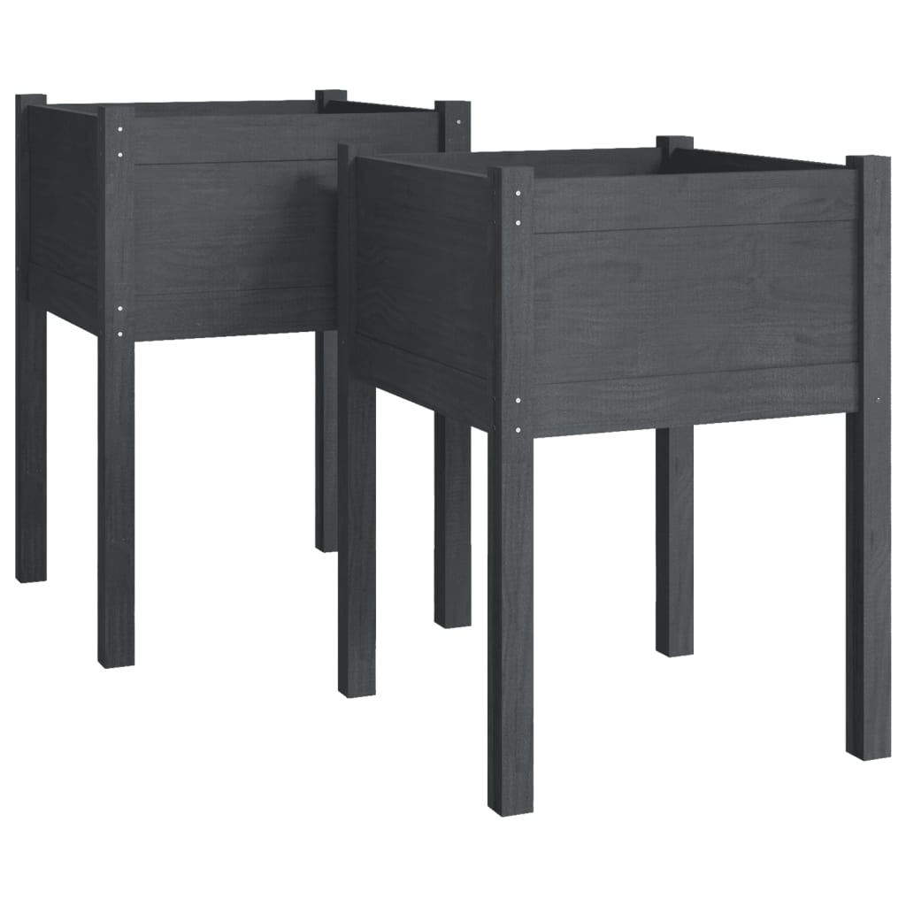 Jardinières vidaxl 2 ST 50x50x70 cm en pin solide gris