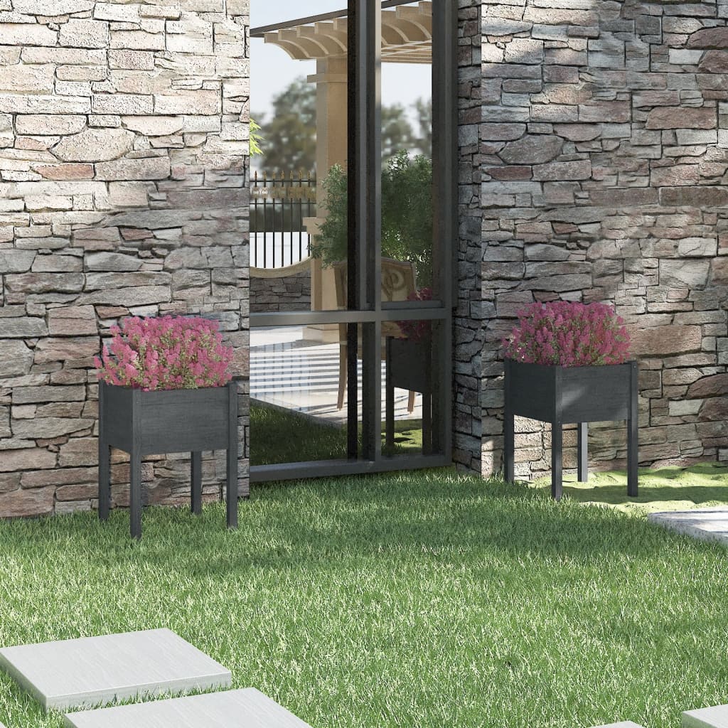 Jardinières vidaxl 2 ST 50x50x70 cm en pin solide gris