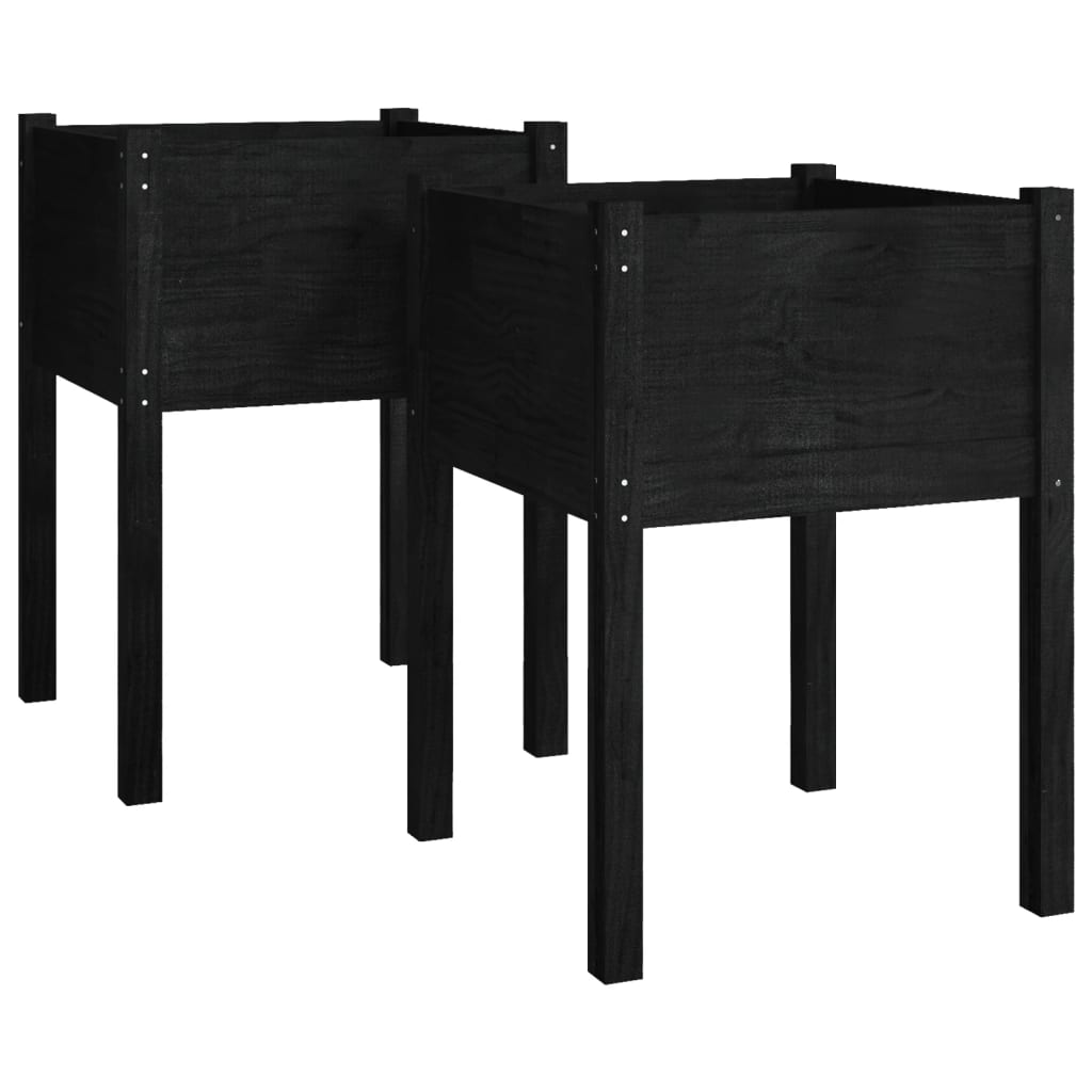 Jardinières vidaxl 2 ST 50x50x70 cm en pin solide noir
