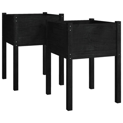 Jardinières vidaxl 2 ST 50x50x70 cm en pin solide noir