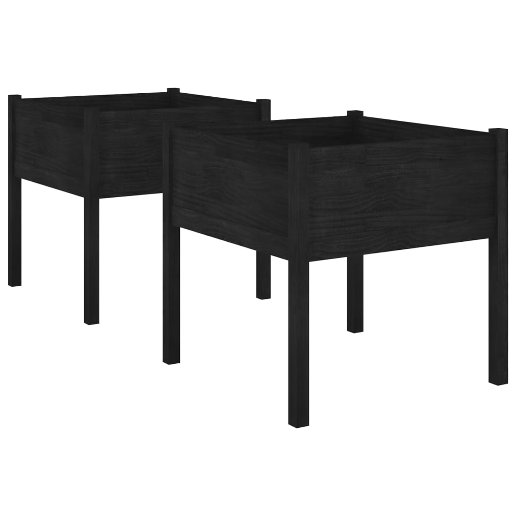 Vidaxl Planters 2 ST 70x70x70 cm Pine solide noir