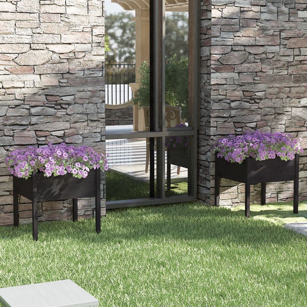 Vidaxl Planters 2 ST 70x70x70 cm Pine solide noir