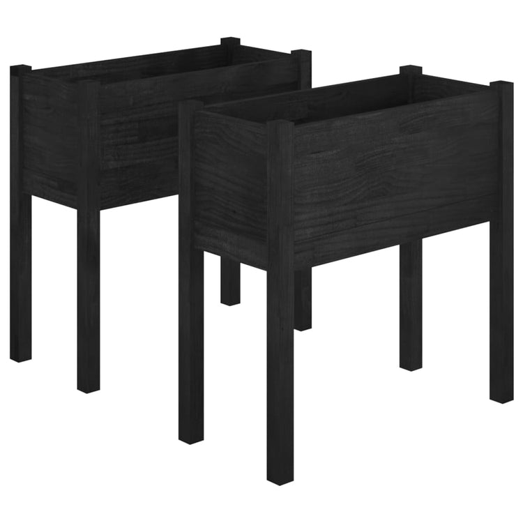 Jardinières vidaxl 2 st 70x31x70 cm en pin solide noir