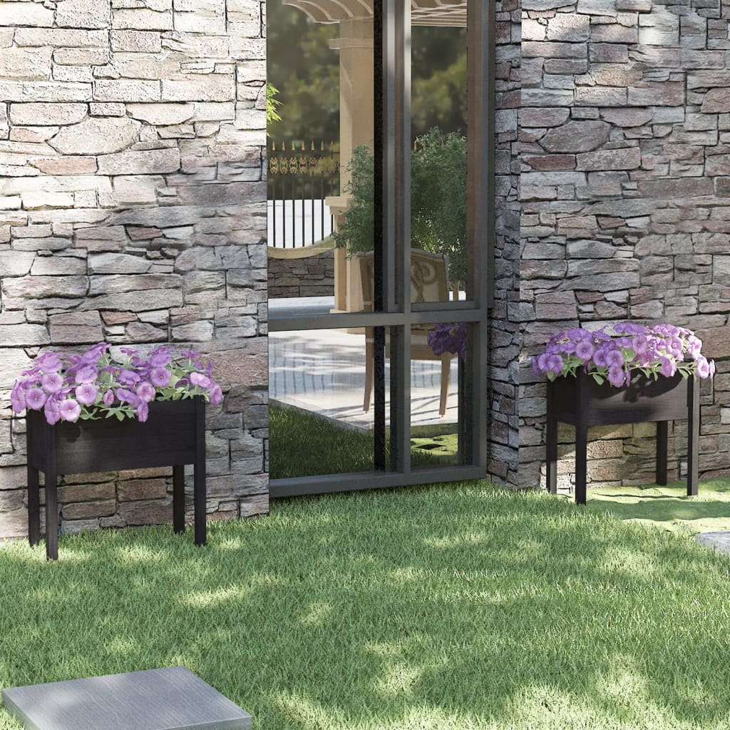 Jardinières vidaxl 2 st 70x31x70 cm en pin solide noir