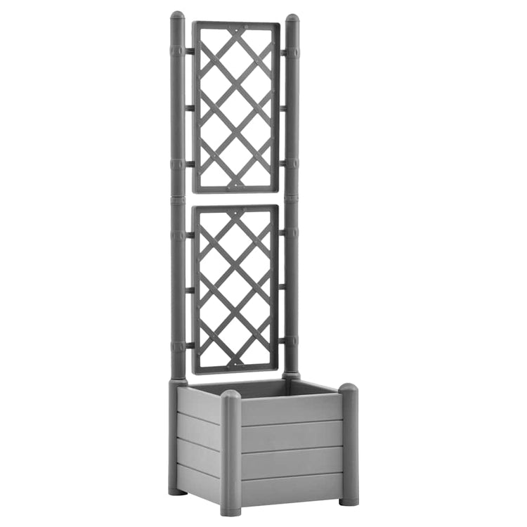 Planteur Vidaxl avec latwerk 43x43x142 cm pp en pierre gris