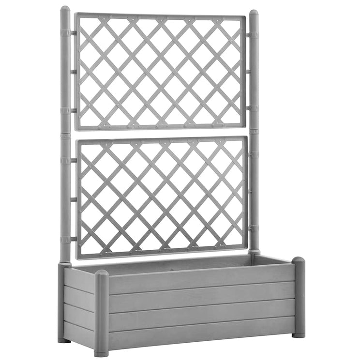 Jardinière Vidaxl avec latwerk 100x43x142 cm pp en pierre gris