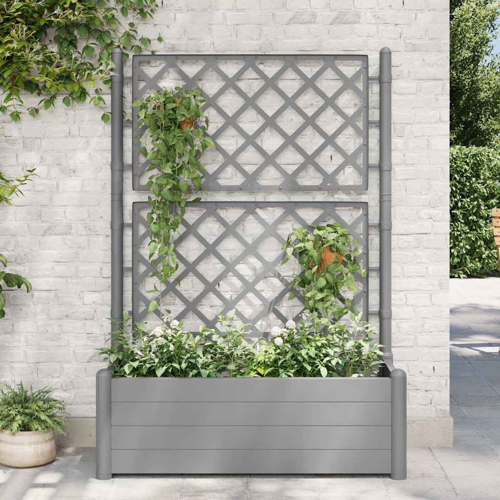 Jardinière Vidaxl avec latwerk 100x43x142 cm pp en pierre gris