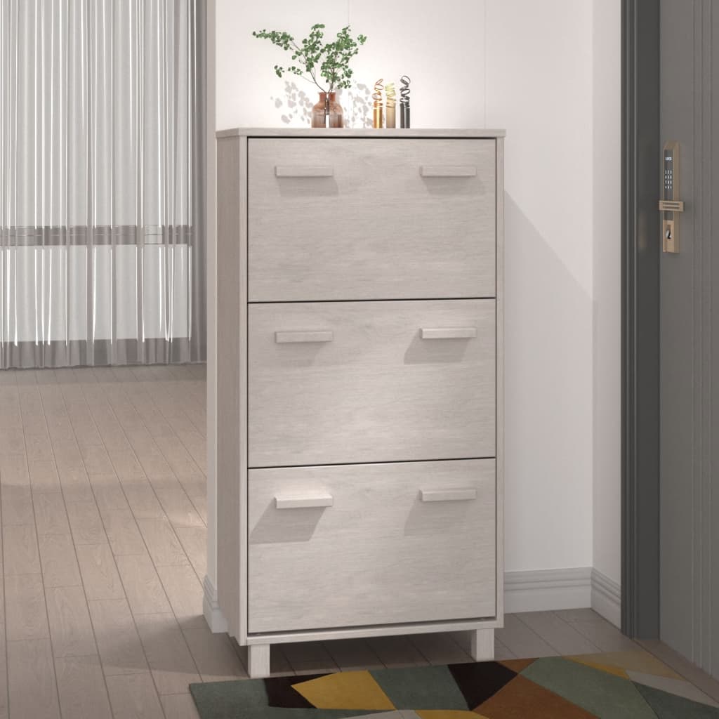 Armoire à chaussures vidaxl hamar 59.5x35x117 cm en pin massif blanc