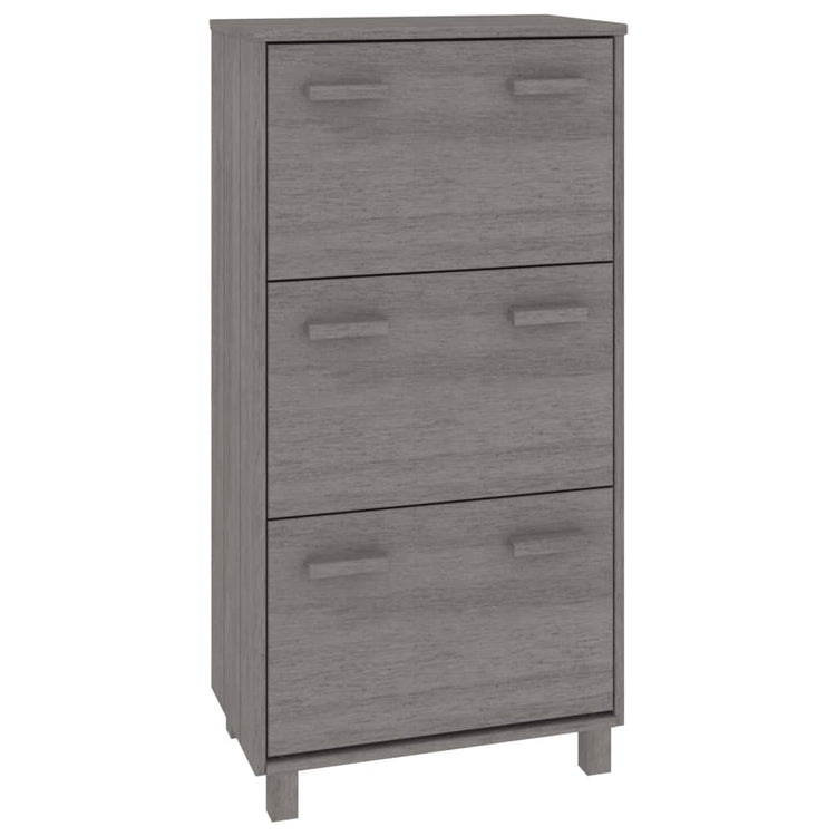 Armoire à chaussures vidaxl hamar 59.5x35x117 cm en pin massif gris clair