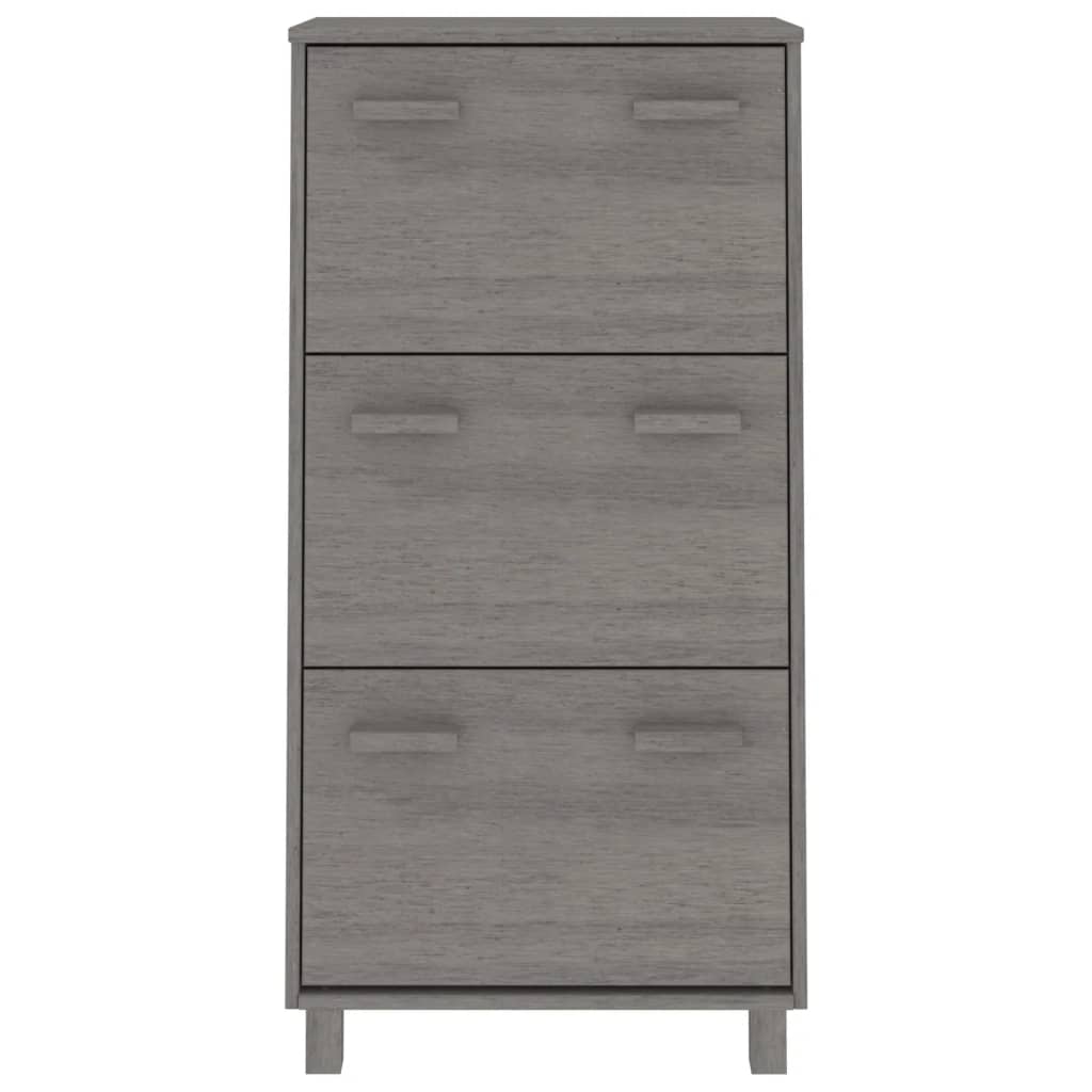 Armoire à chaussures vidaxl hamar 59.5x35x117 cm en pin massif gris clair