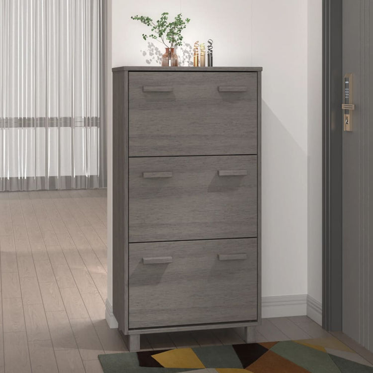 Armoire à chaussures vidaxl hamar 59.5x35x117 cm en pin massif gris clair