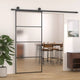 Vidaxl Porte coulissante 90x205 cm Verre ESG mate et noir en aluminium