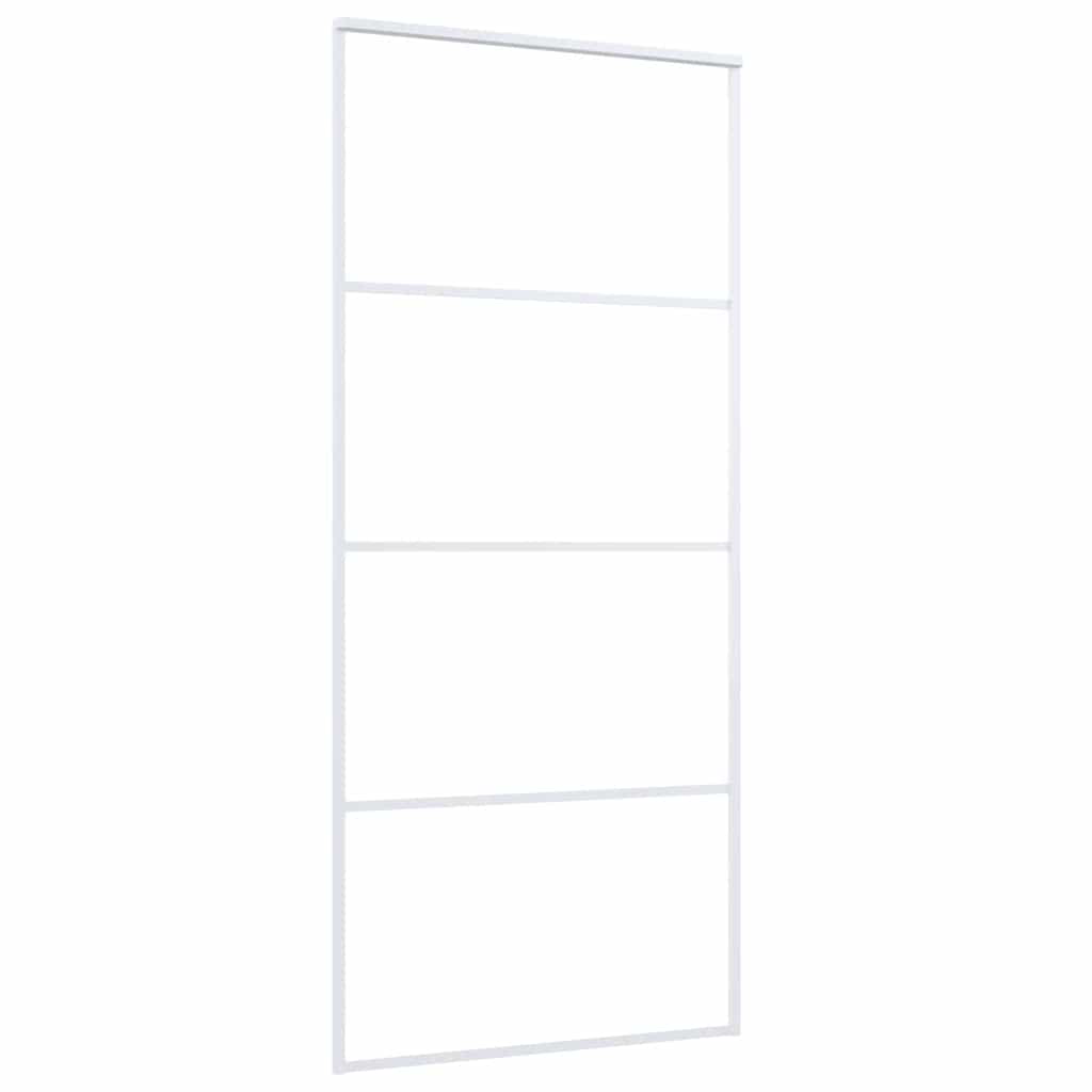 Vidaxl Porte coulissante 90x205 cm Verre ESG et aluminium blanc