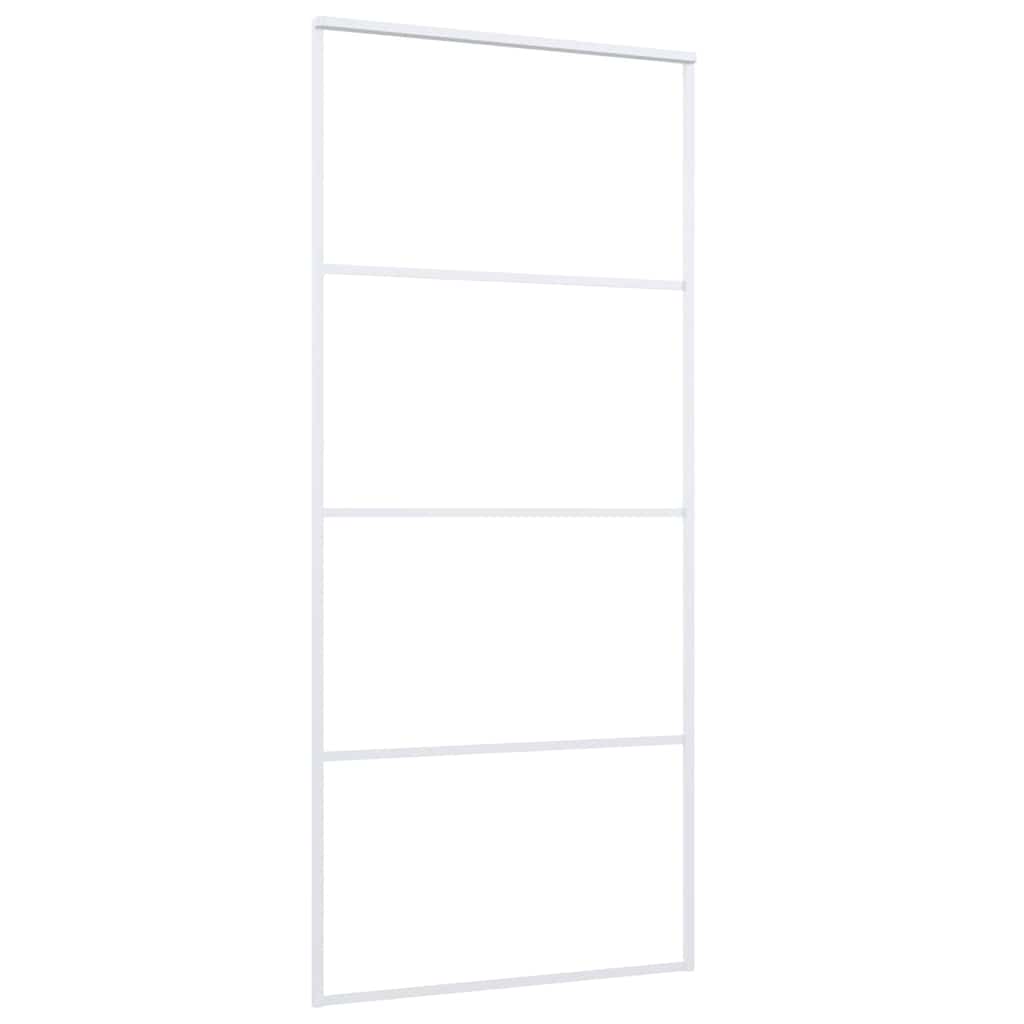 Vidaxl Porte coulissante 90x205 cm Verre ESG mate et aluminium blanc