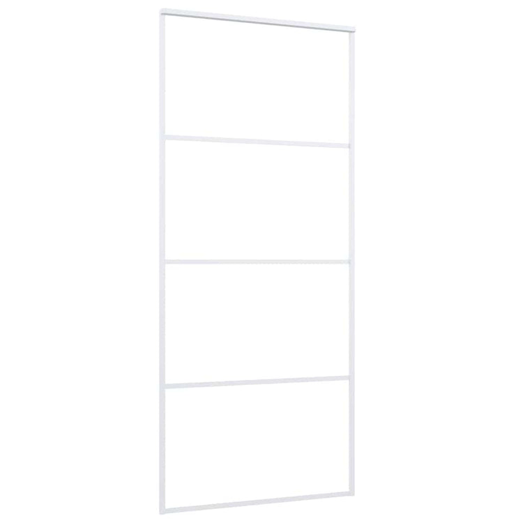Vidaxl Porte coulissante 90x205 cm Verre ESG mate et aluminium blanc