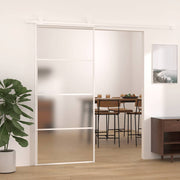 Vidaxl Porte coulissante 90x205 cm Verre ESG mate et aluminium blanc - afbeelding 1