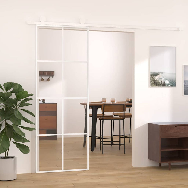 Vidaxl Porte coulissante 76x205 cm Verre ESG et aluminium blanc