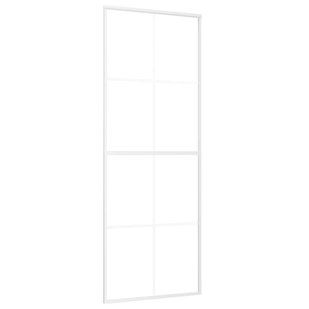 Vidaxl Porte coulissante 76x205 cm Verre ESG mate et aluminium blanc
