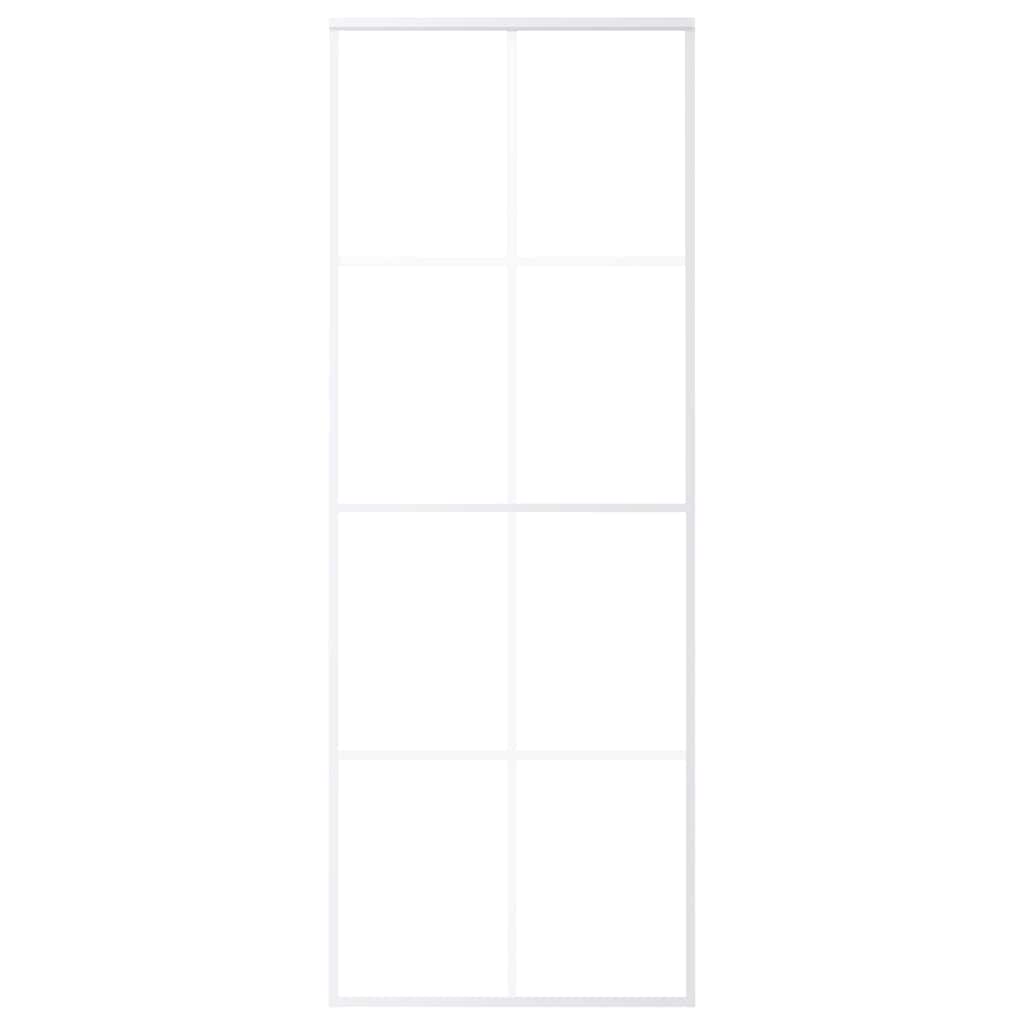 Vidaxl Porte coulissante 76x205 cm Verre ESG mate et aluminium blanc