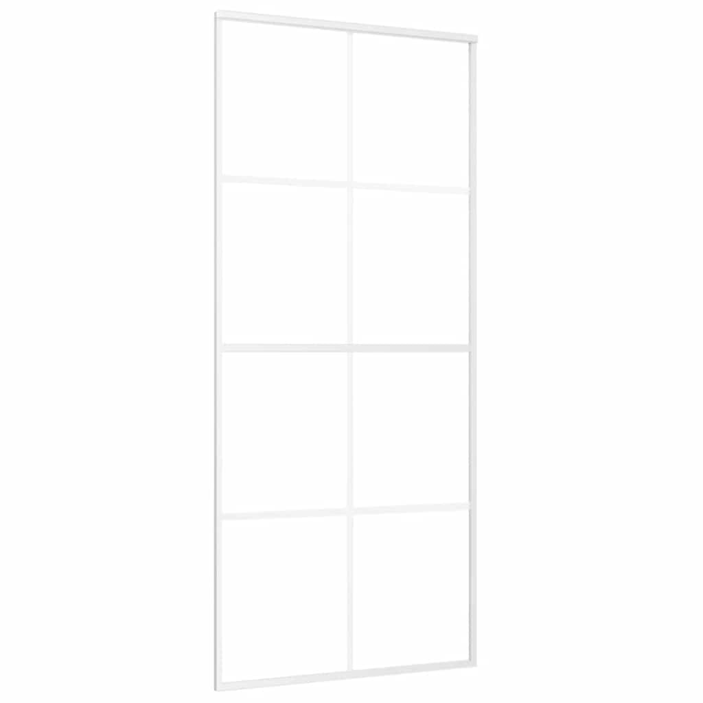 Vidaxl Porte coulissante 90x205 cm Verre ESG mate et aluminium blanc