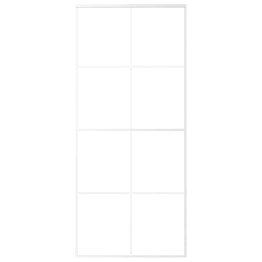 Vidaxl Porte coulissante 90x205 cm Verre ESG mate et aluminium blanc