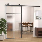 Vidaxl Porte coulissante 102.5x205 cm Verre ESG mate et aluminium noir - afbeelding 1
