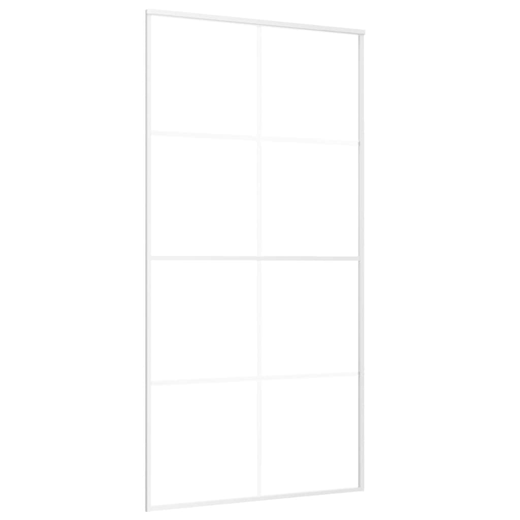 Vidaxl Porte coulissante 102.5x205 cm Verre ESG mate et aluminium blanc