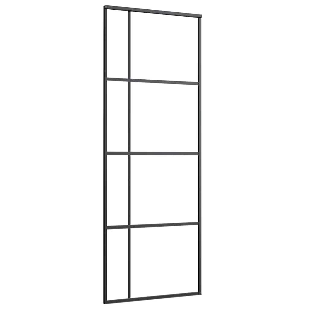 Vidaxl Porte coulissante 76x205 cm Verre ESG et noir en aluminium