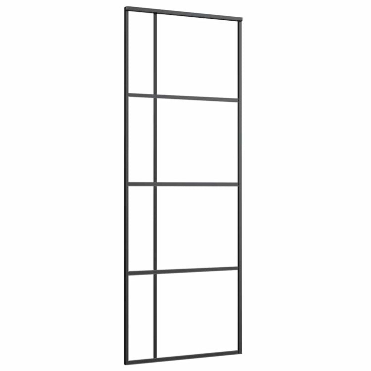 Vidaxl Porte coulissante 76x205 cm Verre ESG mate et noir en aluminium